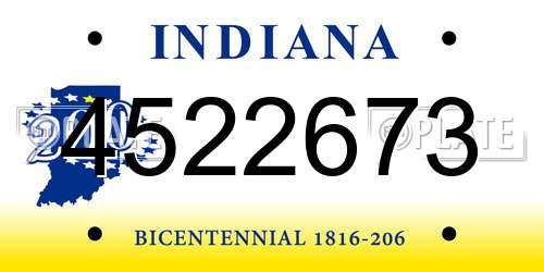 4522673 Indiana License Plate