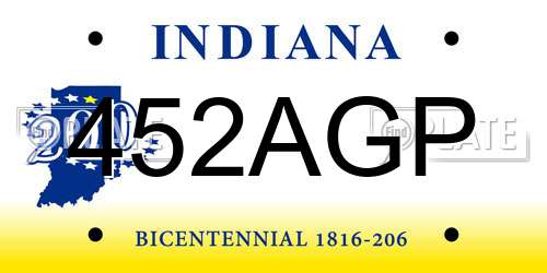 452AGP Indiana License Plate