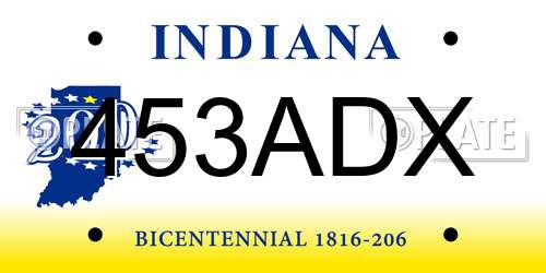 453ADX Indiana License Plate