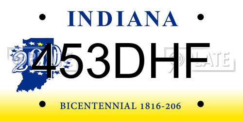 453DHF Indiana License Plate
