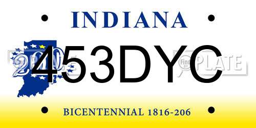 453DYC Indiana License Plate