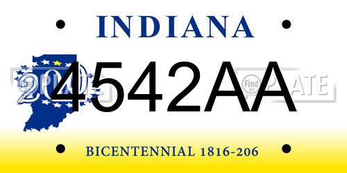 4542AA Indiana License Plate