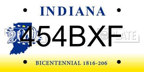 454BXF Indiana License Plate