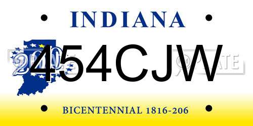 454CJW Indiana License Plate