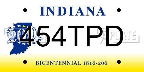 454TPD Indiana License Plate