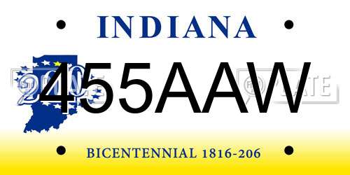 455AAW Indiana License Plate