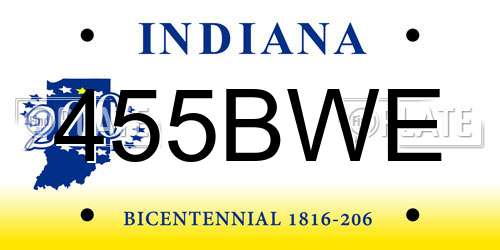 455BWE Indiana License Plate