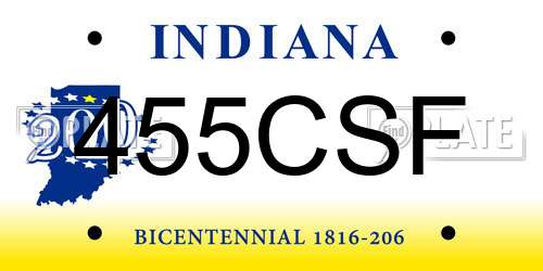455CSF Indiana License Plate