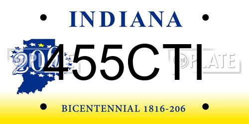 455CTI Indiana License Plate