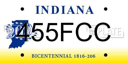 455FCC Indiana License Plate