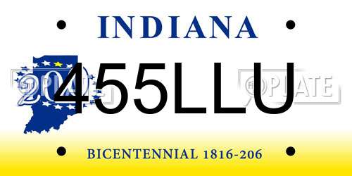 455LLU Indiana License Plate
