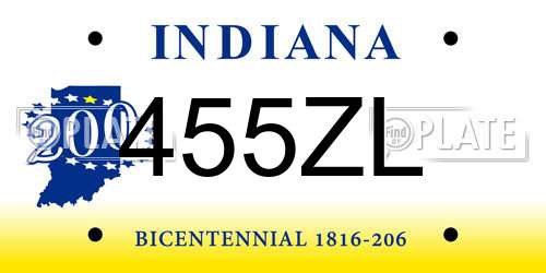455ZL Indiana License Plate