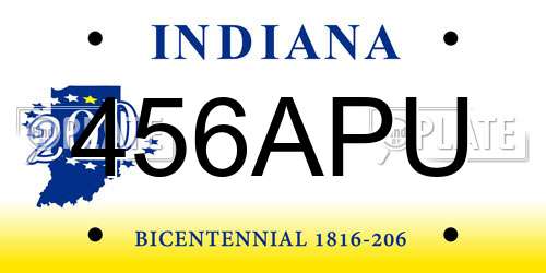 456APU Indiana License Plate