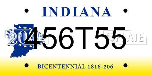 456T55 Indiana License Plate