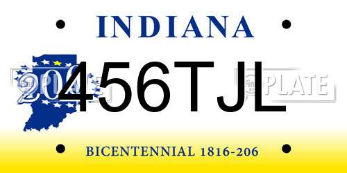 456TJL Indiana License Plate