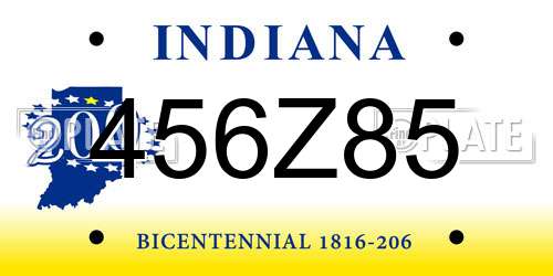 456Z85 Indiana License Plate