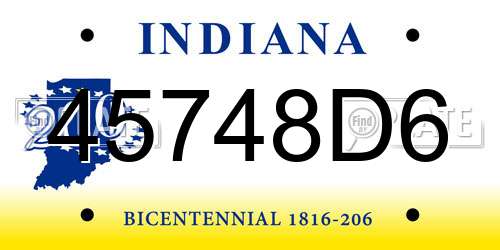 45748D6 Indiana License Plate