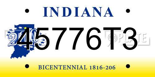 45776T3 Indiana License Plate