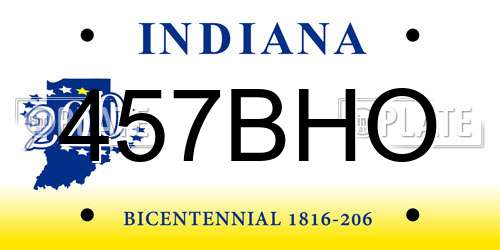 457BHO Indiana License Plate