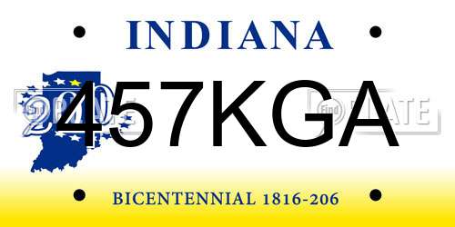 457KGA Indiana License Plate
