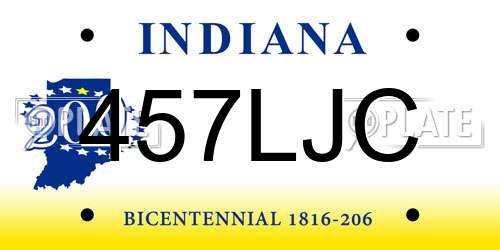 457LJC Indiana License Plate
