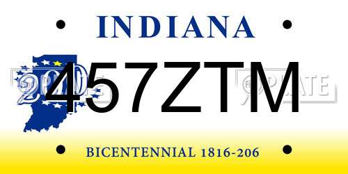 457ZTM Indiana License Plate