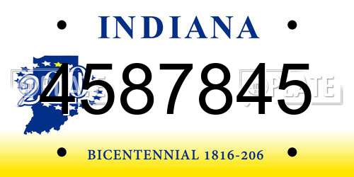 4587845 Indiana License Plate