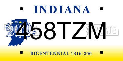 458TZM Indiana License Plate