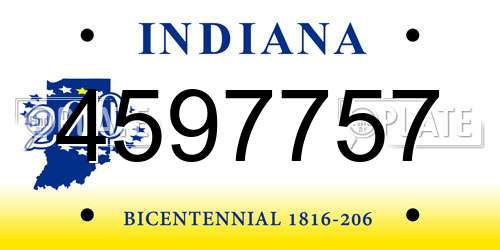 4597757 Indiana License Plate