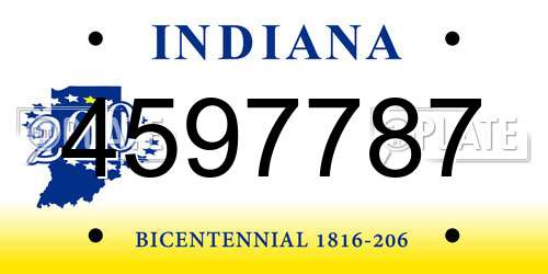 4597787 Indiana License Plate
