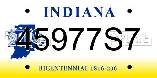 45977S7 Indiana License Plate