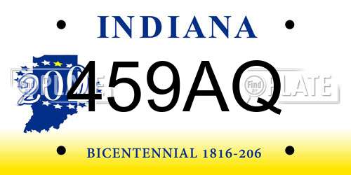 459AQ Indiana License Plate