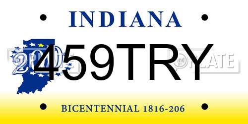 459TRY Indiana License Plate