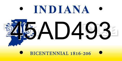 45AD493 Indiana License Plate