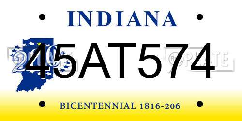 45AT574 Indiana License Plate