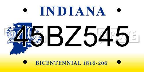 45BZ545 Indiana License Plate