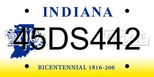 45DS442 Indiana License Plate