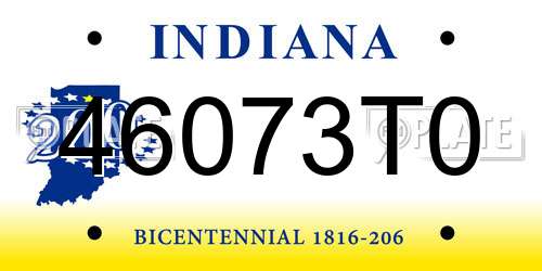 46073T0 Indiana License Plate