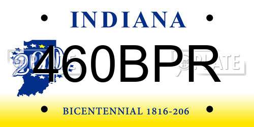 460BPR Indiana License Plate