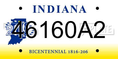 46160A2 Indiana License Plate