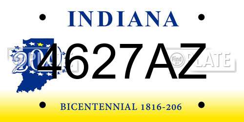 4627AZ Indiana License Plate