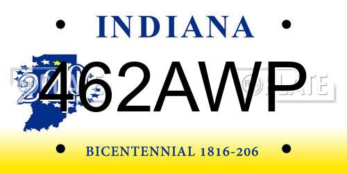 462AWP Indiana License Plate