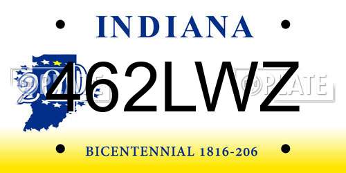 462LWZ Indiana License Plate
