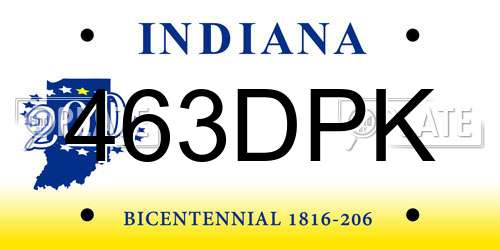 463DPK Indiana License Plate