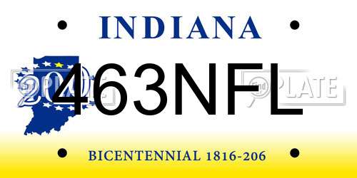 463NFL Indiana License Plate