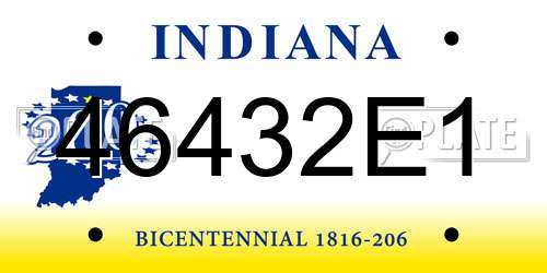 46432E1 Indiana License Plate