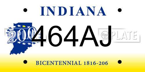 464AJ Indiana License Plate