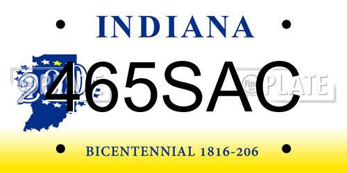 465SAC Indiana License Plate