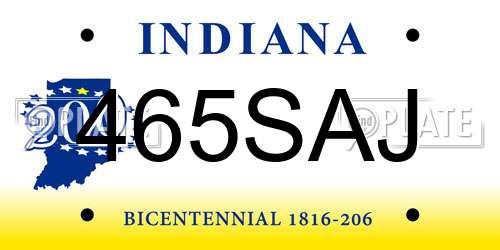 465SAJ Indiana License Plate
