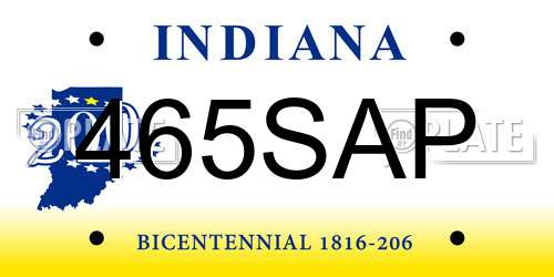 465SAP Indiana License Plate